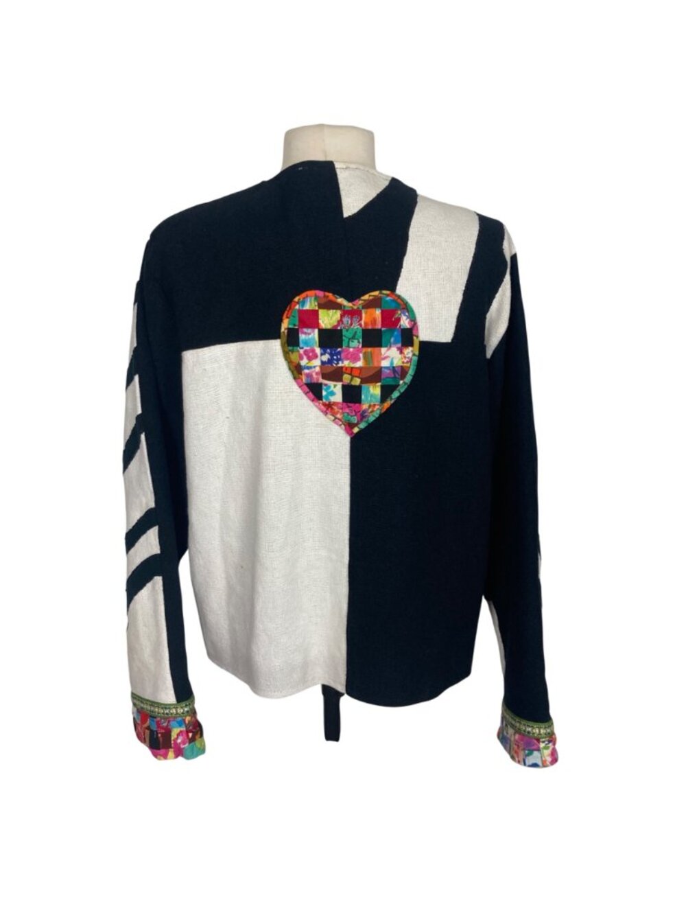 Vintage Parsley & Sage Patchwork Jacket Large Colorful Applique Boho Art to Wear - Picture 9 of 10